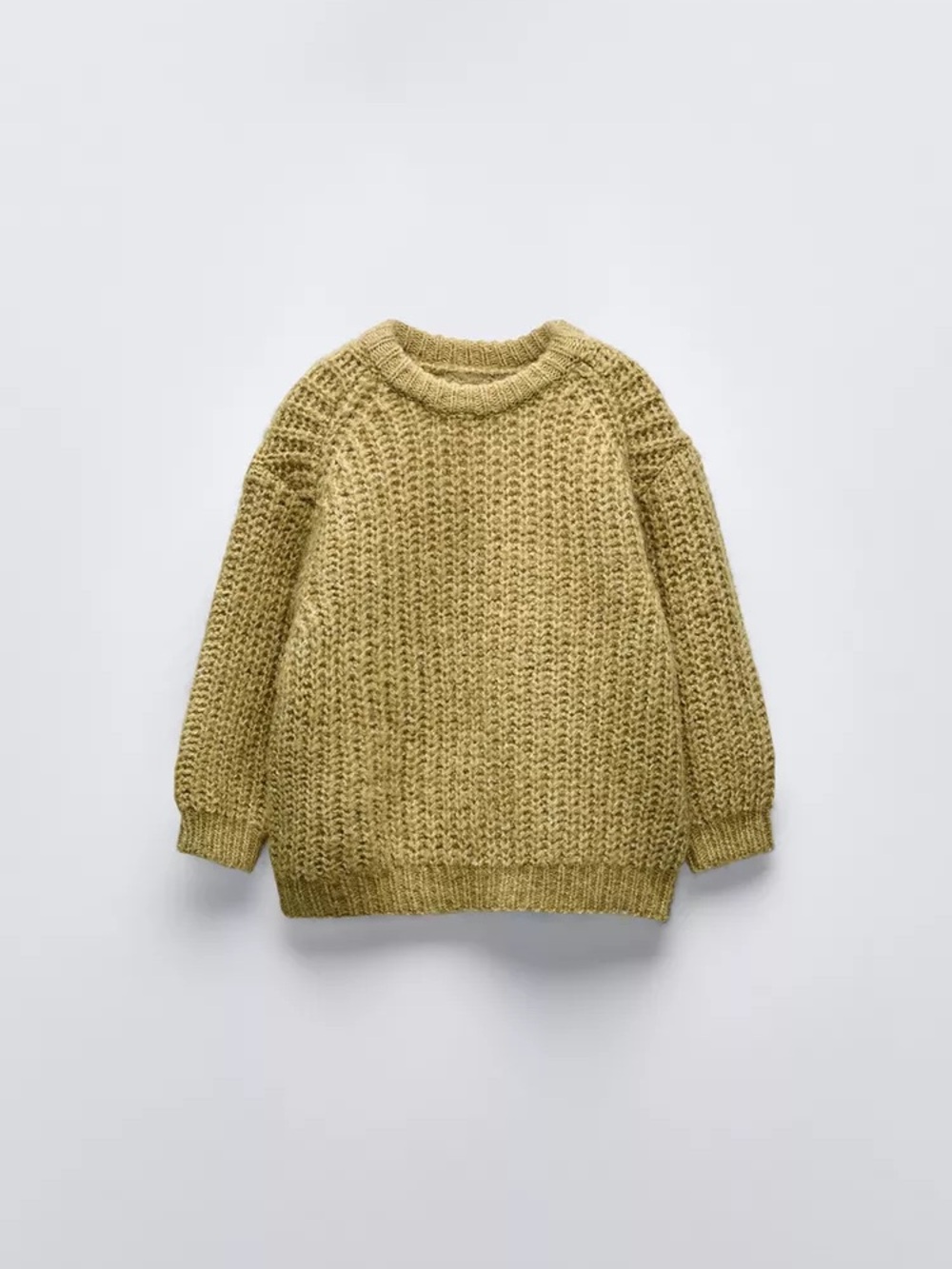 Olive Green Chunky Knit Crewneck Sweater